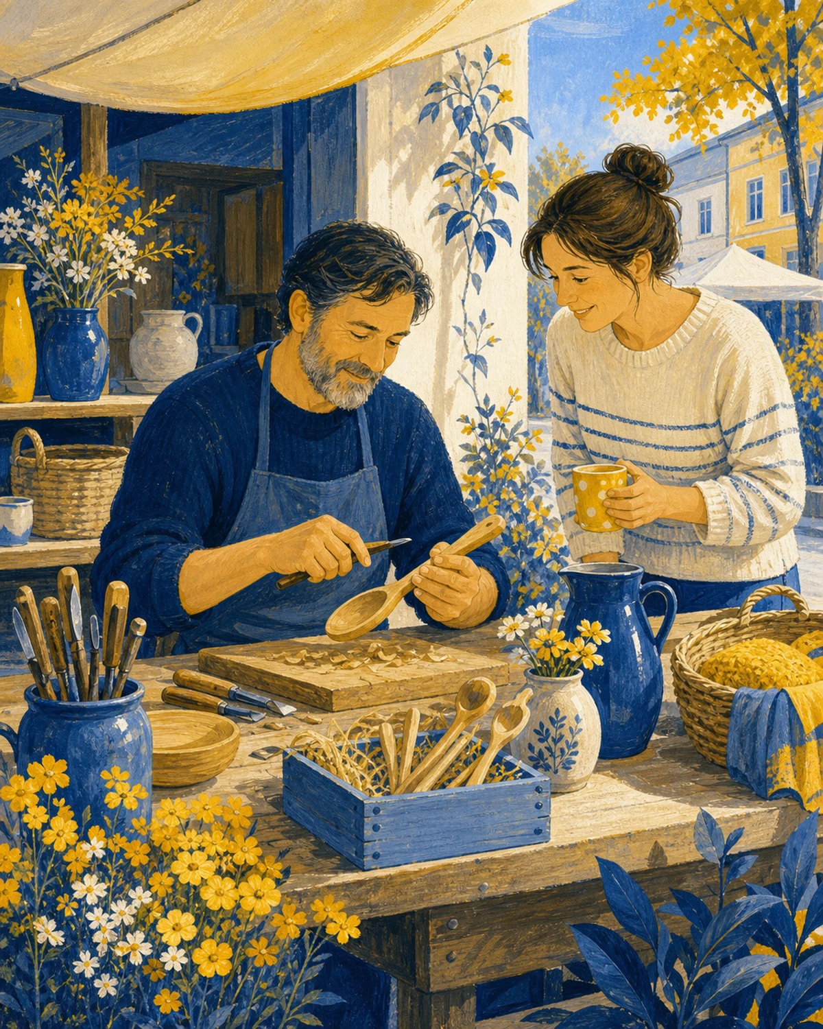 Ilustrace místních řemeslníků a drobného podnikání