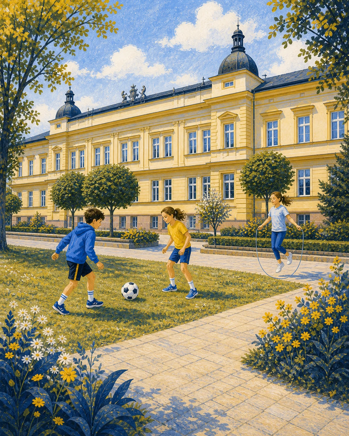 Ilustrace školy, sportu a volného času ve Svitavách